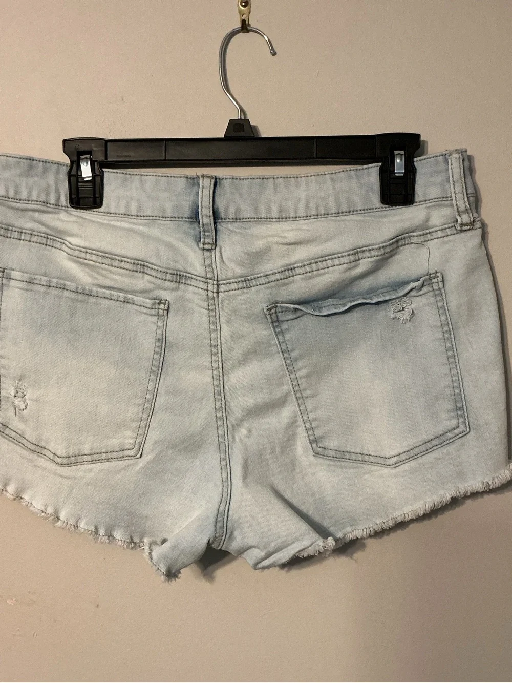SO Light Blue Distressed Denim Shorts with Frayed Hem